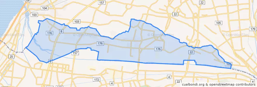 Mapa de ubicacion de 川北町.