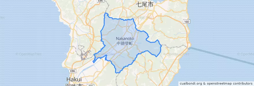 Mapa de ubicacion de 中能登町.