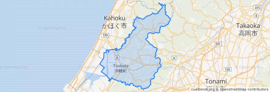 Mapa de ubicacion de 津幡町.