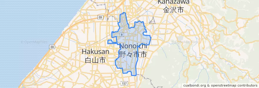 Mapa de ubicacion de 野々市市.