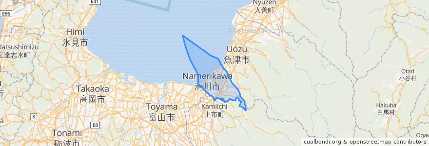 Mapa de ubicacion de 滑川市.