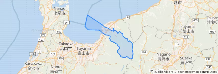 Mapa de ubicacion de 黒部市.