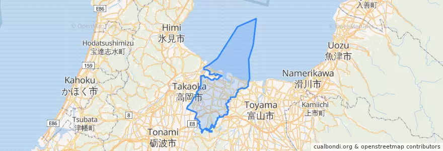 Mapa de ubicacion de 射水市.