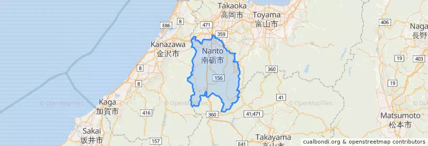 Mapa de ubicacion de 南砺市.