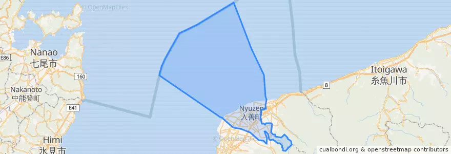 Mapa de ubicacion de 入善町.