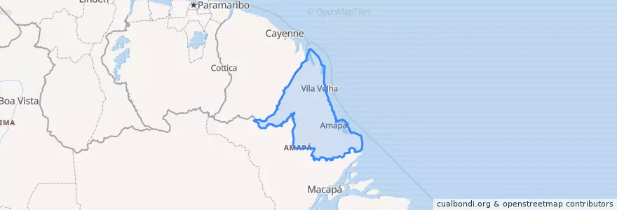 Mapa de ubicacion de Região Geográfica Intermediária de Oiapoque-Porto Grande.