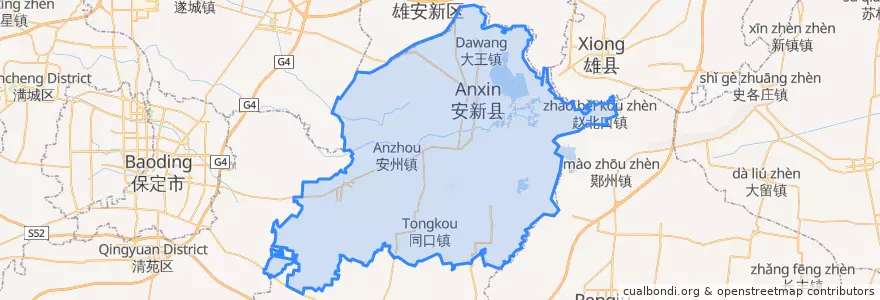 Mapa de ubicacion de Anxin County.