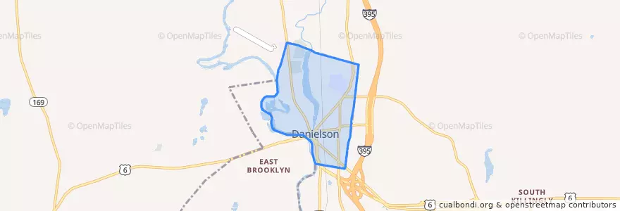 Mapa de ubicacion de Danielson.