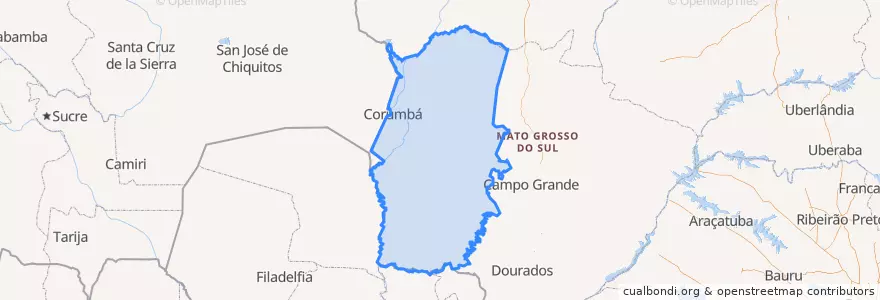 Mapa de ubicacion de Região Geográfica Intermediária de Corumbá.