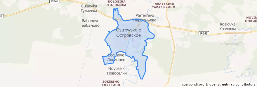 Mapa de ubicacion de сельское поселение Островское (центральное).