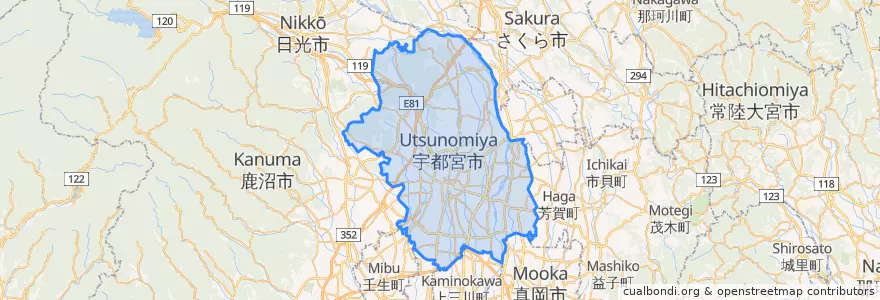 Mapa de ubicacion de Utsunomiya.