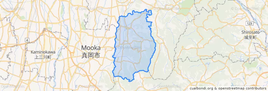 Mapa de ubicacion de 益子町.