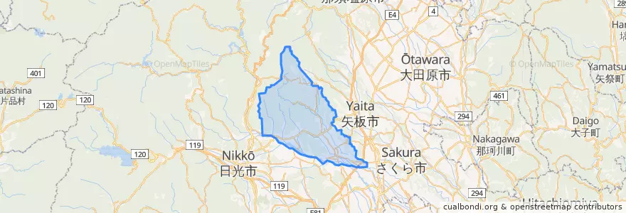 Mapa de ubicacion de 塩谷町.