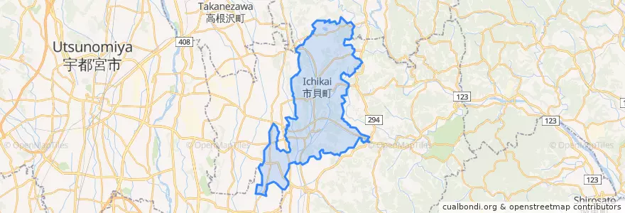 Mapa de ubicacion de 市貝町.