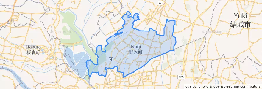 Mapa de ubicacion de 野木町.