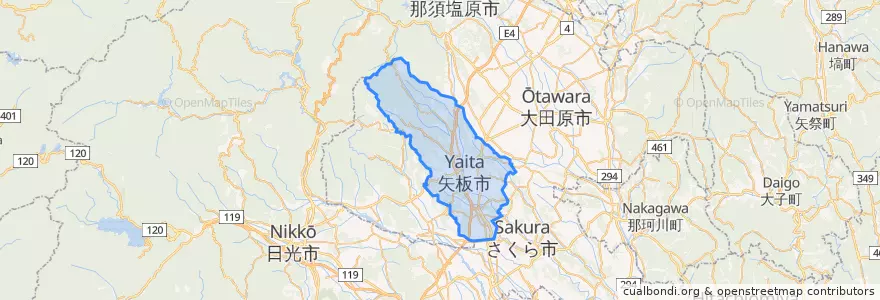 Mapa de ubicacion de Yaita.