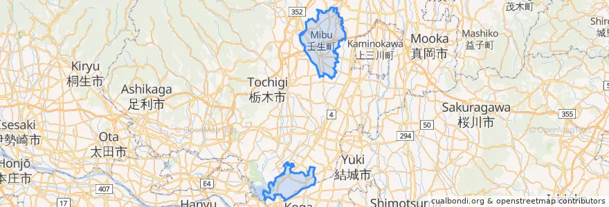 Mapa de ubicacion de Shimotsuga County.