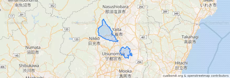 Mapa de ubicacion de Shioya County.