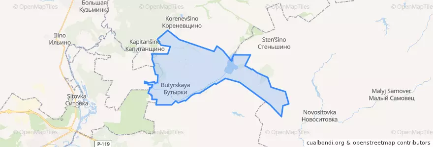 Mapa de ubicacion de Бутырский сельсовет.