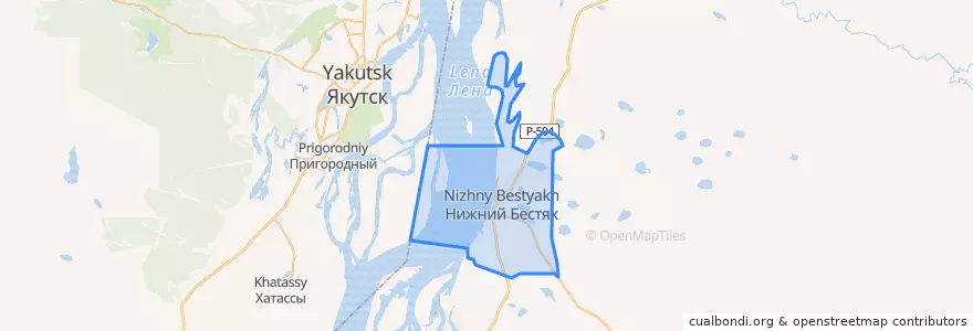 Mapa de ubicacion de городское поселение Нижний Бестях.