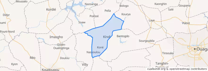 Mapa de ubicacion de Kindi.