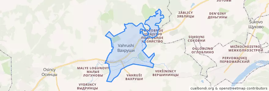 Mapa de ubicacion de Вахрушевское городское поселение.