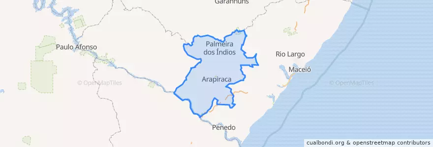 Mapa de ubicacion de Região Geográfica Intermediária de Arapiraca.