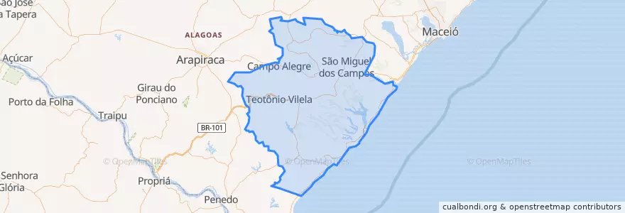Mapa de ubicacion de Microrregião de São Miguel dos Campos.