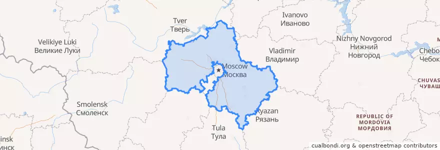 Mapa de ubicacion de Oblast Moskou.