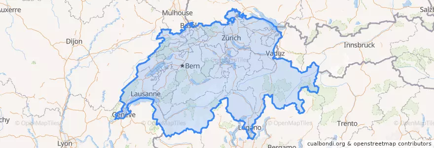 Mapa de ubicacion de Zwitserland.