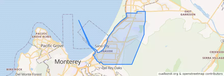 Mapa de ubicacion de Seaside.