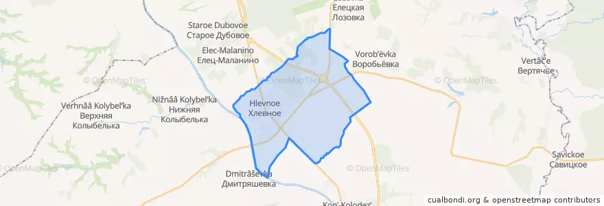 Mapa de ubicacion de Хлевенский сельсовет.