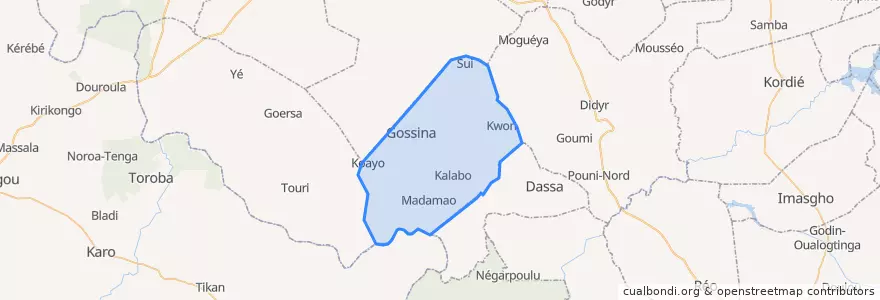 Mapa de ubicacion de Gossina.