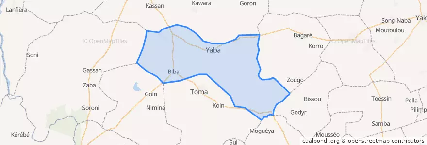 Mapa de ubicacion de Yaba.