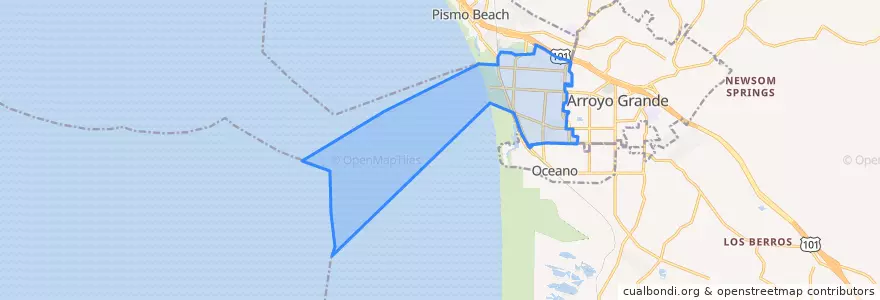Mapa de ubicacion de Grover Beach.