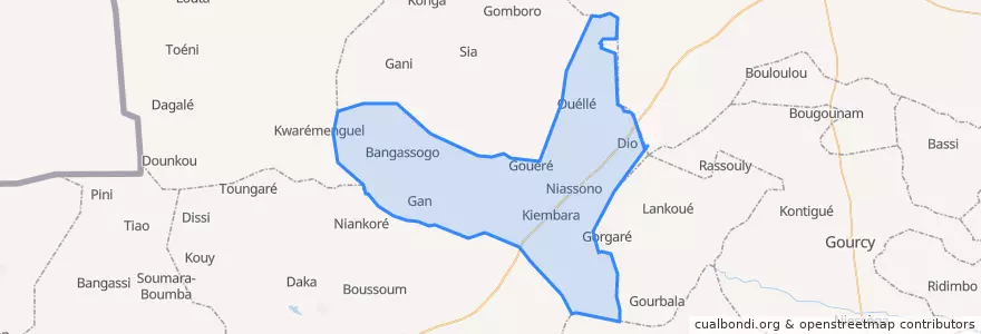 Mapa de ubicacion de Kiembara.