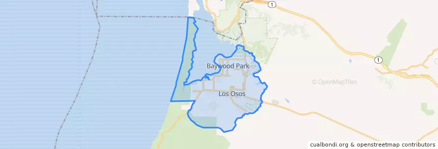 Mapa de ubicacion de Baywood-Los Osos.