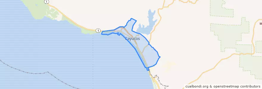 Mapa de ubicacion de Cayucos.