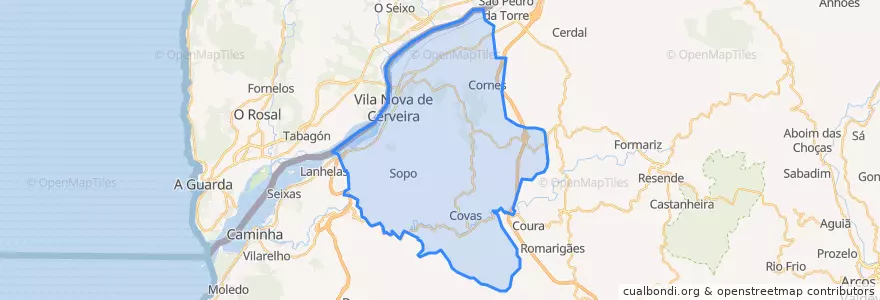 Mapa de ubicacion de Vila Nova de Cerveira.
