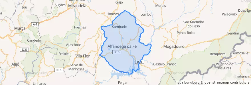 Mapa de ubicacion de Alfândega da Fé.