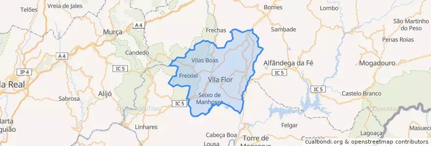 Mapa de ubicacion de Vila Flor.