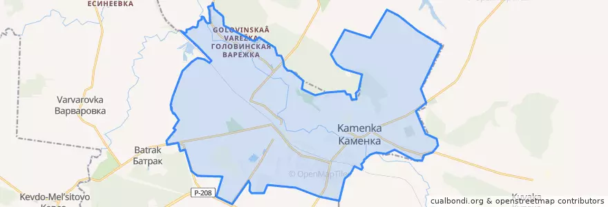 Mapa de ubicacion de городское поселение Каменка.