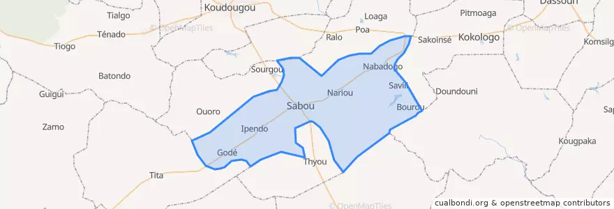 Mapa de ubicacion de Sabou.