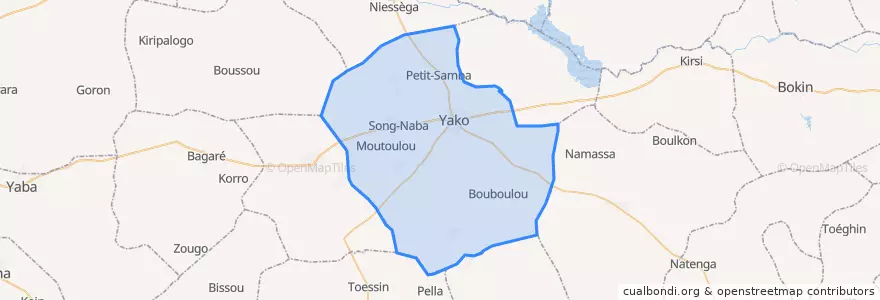 Mapa de ubicacion de Yako.