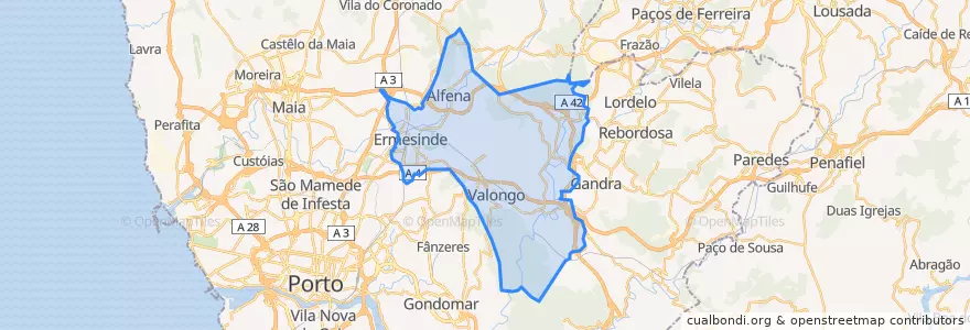 Mapa de ubicacion de Valongo.