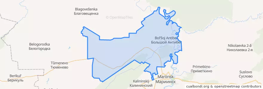 Mapa de ubicacion de Большеантибесское сельское поселение.