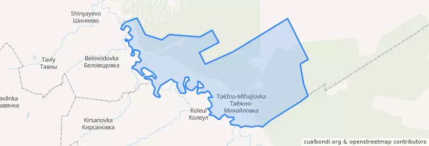 Mapa de ubicacion de Таёжно-Михайловское сельское поселение.