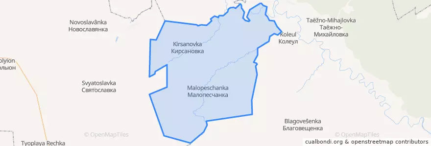 Mapa de ubicacion de Малопесчанское сельское поселение.