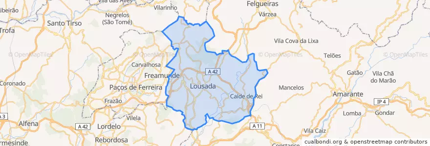 Mapa de ubicacion de Lousada.