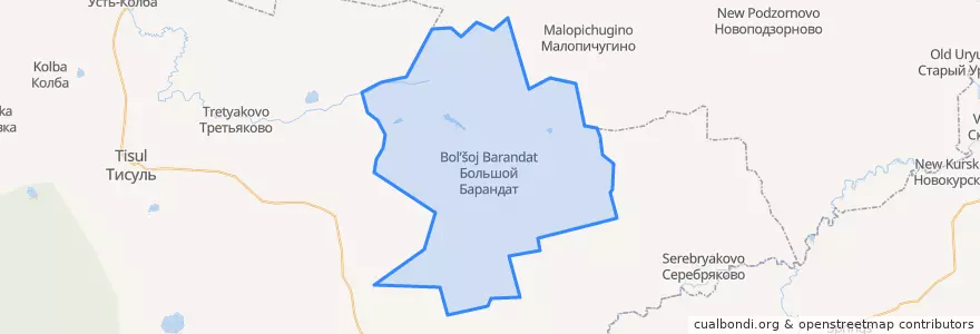 Mapa de ubicacion de Большебарандатское сельское поселение.